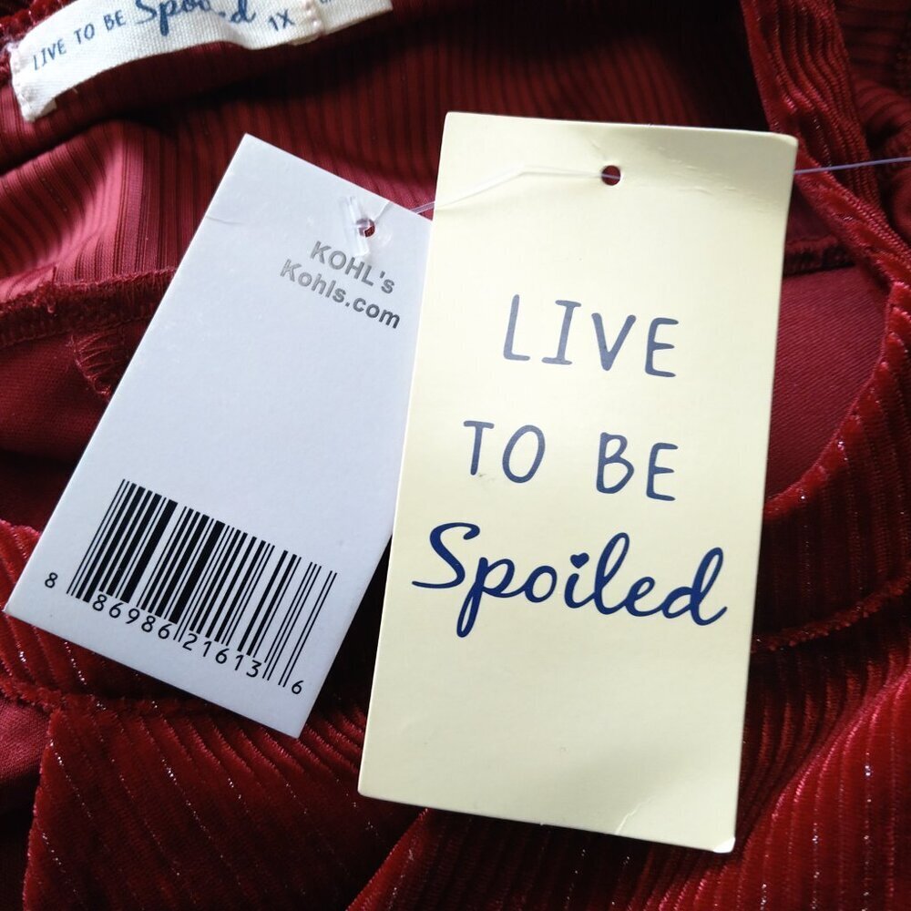 Live to be Spoiled Red Halter Dress Holiday Glitter Sleeveless Party 1X Strappy - Picture 6 of 8